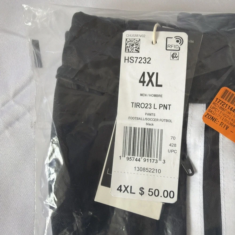 ADIDAS  Men's Tiro23 Long Pant in Black/White Stripes   Size 4XL   NWT   $50.00